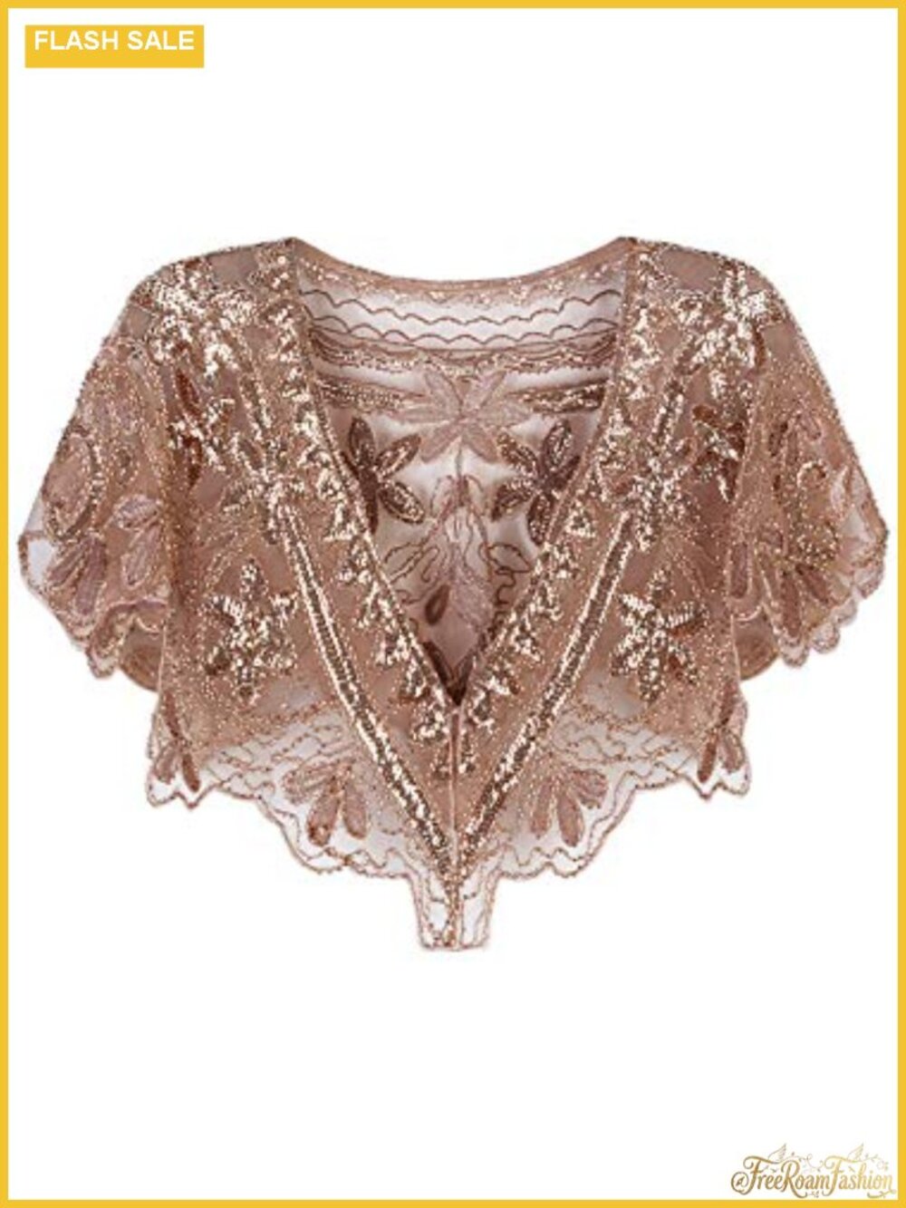 Sequin Beaded Art Deco Shawl Wrap Evening Cape Flapper Cover Up